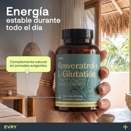 Resveratrol y Glutatión - Mezcla de Antioxidantes, Vitalidad y Energía EVRY