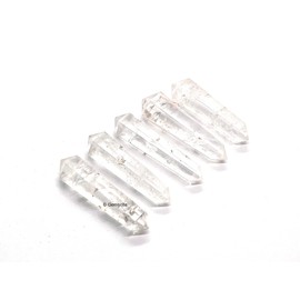 GEMSCITE 5 Pieces Clear Quartz Double Terminated Crystal Healing for Jewelry Making Necklace Wire Wrapping Pendant Crystal Grids