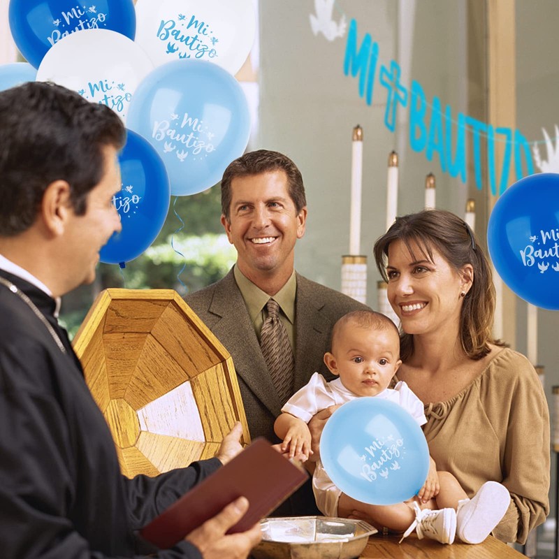 Mi Bautizo Garland Decorative Banner Paper (Blue)