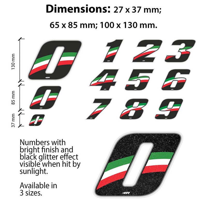 4R Quattroerre.it 13211 Race Number 1 Sticker for Motorcycles Italy