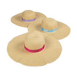 Fun Express Adult Floppy Sun Hats (Set of 6 Straw Hats) Women's Apparel Accessories