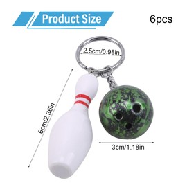 AORHOFJ Pack of 6 Mini Bowling Keyrings, Bowling Keyring, Bowling Children's Birthday Gift Keyring, Bowling Sports Memorabilia Toy, Party Gift Key Ring