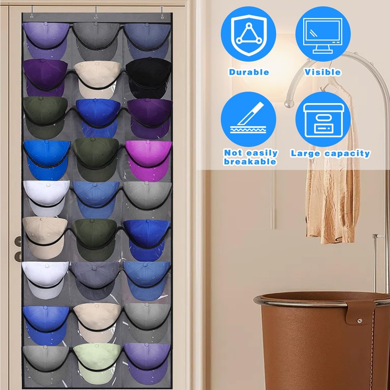 qimeyu Baseball Cap Door Organizer, Grey