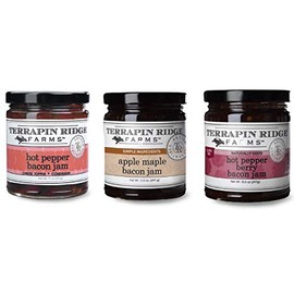 Terrapin Ridge Farms Bacon Me Crazy Sampler Set – 3 Flavors (Hot Pepper Bacon Jam, Apple Maple Bacon Jam, and Hot Pepper Berry Bacon Jam)