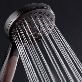 AquaSpa High Pressure 6-setting Luxury Handheld Shower Head – 6 Foot Stainless Steel Hose – Anti Clog Jets – Anti Slip Grip – All Oil Rubbed Bronze Finish – Top US Brand – Includes Extra Wall Bracket