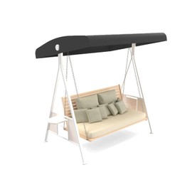 Outdoor Swing Canopy Replacement Top Cover, Universal Patio Swing Covers 3 Seater, Waterproof Replacement Canopy Outdoor Furniture Cover for Garden Patio Porch Hammock (Black, Large)