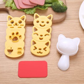 VANVENE Small Rice Ball Mold Sets Lovely Cat Pattern DIY Sushi Bento Nori Kitchen Rice Mould DIY Kitchen Tools with Nori Seaweed Punch Cutter for Home Party Kids meal Make