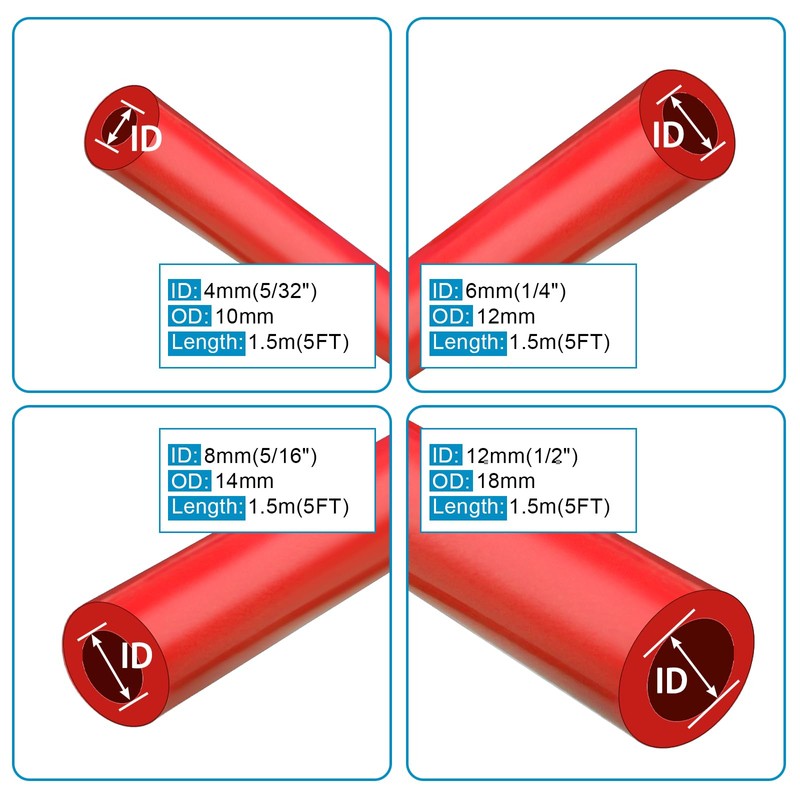 5/32 1/4 5/16 1/2 Automotive Silicone Vacuum Tubing Hose line