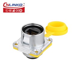 CNLINKO LP-24 RJ45 Panel Socket, 8P8C Dual Port Plug, Bullet Connector for Network Connections, IP68 Waterproof Plug M24 (RJ45 Female)