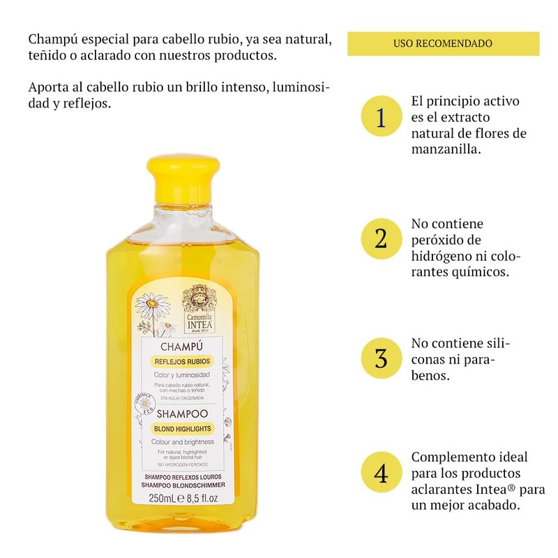 Intea Chamomile Shampoo - Premium Blonde Brightening Shampoo - Non-Ammonia,