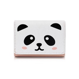 FuninCrea Women Wallet Cartoon Pig and Panda Animal Wallet with 7 Card Slots and ID Windows, Ladies Purse PU Leather Womens Purse for Organizational Card, ID Card, Photo, Cash (Panda, Pink)