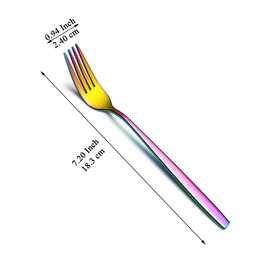 Kyraton Rainbow Table Forks 12 Pieces, 18.3 cm Stainless Steel Dinner Fork, Forks and Spoons, Cutlery, Ideal for Home, Restoration, Hotel, Wedding, Party, Dishwasher Safe
