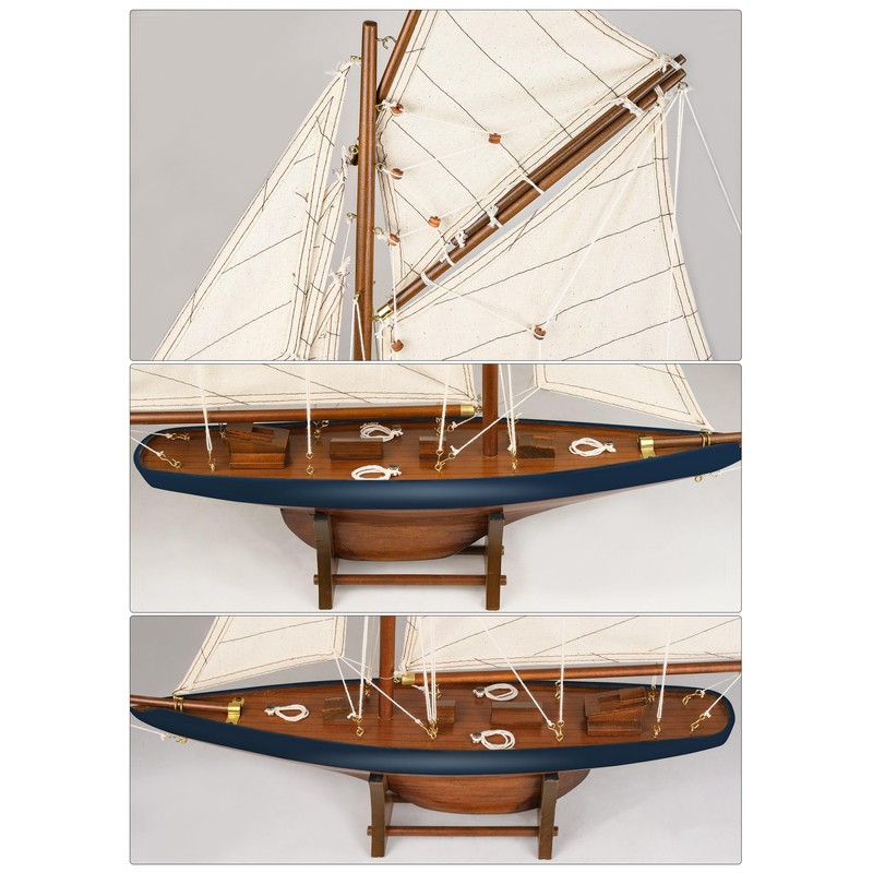 SAILINGSTORY Wooden Ship Model Sailboat Decor Yacht Classic America's Cup