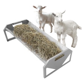 Gelacie Livestock Feeding Trough 22 Gallon Capacity 45" Hay Feeder Heavy Duty Livestock Trough for Horse Sheep Cattle Hog V-Shaped Farm Sheds Pen Water Feeder Trough Powder Coated Silvery Steel