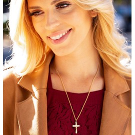 LIFETIME JEWELRY Small Simple Crucifix Necklaces for Men & Women 24k Real Gold Plated (Small Simple Crucifix)