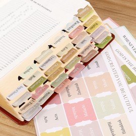 90 Pieces Bible Tabs for Women, Vintages Large Print Bible Bookmarks Index Tabs Study Supplies Guide Kit, Bohomian Baptism Christian Gifts for Men Boys Beginner Easy to Read