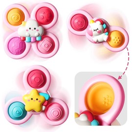 TITAIN GINDO 3PCS Pop up Suction Cup Spinner Toys | Spinning Tops Birthday Gift - Colour: Carrot-3PCS