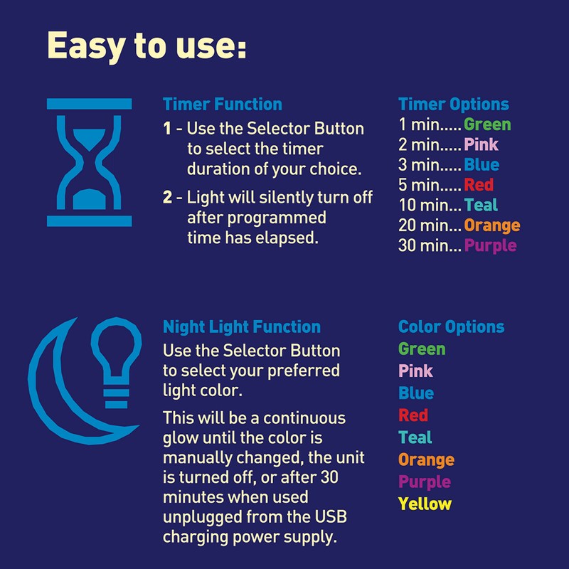 Soft Glow Silent Timer & Color Changing Light for Baby