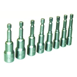 Amtech I5725 Magnetic Hex Nut Driver Set, 8 Pieces, Metric, Quick Change ¼ Inch Shank, Bit Sizes: 6mm-13mm