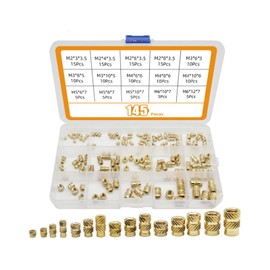 Pack of 145 Brass Threaded Inserts Female Thread Knurled Nuts, M2 M3 M4 M5 M6 Embedding Nuts Assortment Kit for 3D Printing Injection Moulding