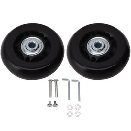 Tissting Pack of 2 Suitcase Wheels Replacement with Screw Set, 64 x 24 mm PU Rubber Black Luggage Wheels Universal Portable Suitcase Wheels Replacement Wheels for Trolley Suitcase Travel Suitcase
