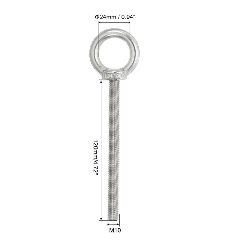 PATIKIL M10 x 120mm Lifting Shoulder Eye Bolt, 2Pcs 304