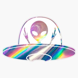Magnet Holographic Alien Magnetic Vinyl Sticker 5"