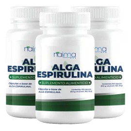 Alga Espirulina Orgánica 500 Mg Pack 3 Frascos Con 100 Caps Sabor Sin Sabor                                                                           