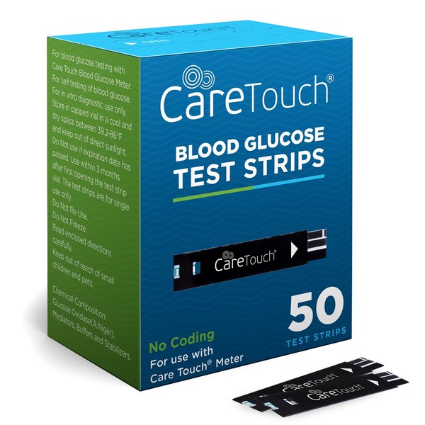 Care Touch Blood Glucose Test Strips for Diabetes I For Use with Care Touch Blood Sugar Monitor - 1 Box of 50 Diabetic Test Strips, 50 Count (Pack of 1)