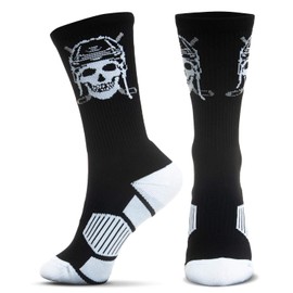 ChalkTalkSPORTS Hockey Performance Crew Socks - Hockey Black Skull - Mid-Calf Socks - Youth