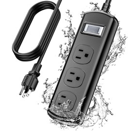 EIGSO Outdoor Power Strip Weatherproof, IPX6 Grade Waterproof Surge Protector with 3 Wide Outlets, Anti-Electric Shock, 10 FT Heavy Duty Extension Cord for Outdoor Patio Garden, Black