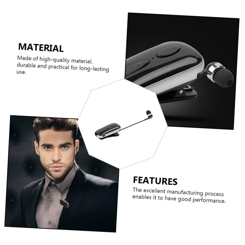 Mikinona 1 Set Retractable Wireless Earphone Clip Headset Professional Black