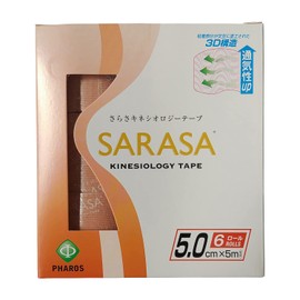 Sarasa Extra (kinesiorozi-te-pu 5 cm X 5 m 6 Roll, 50-Pack