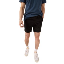 Chubbies Chino Shorts Men 5.5 Inch Inseam, Mens Shorts with Elastic Waistband, Chambray Lined Pockets, Stretch Polyester & Cotton, Button Closure Short Pants for Men, Dark Stormies, Large (Black)
