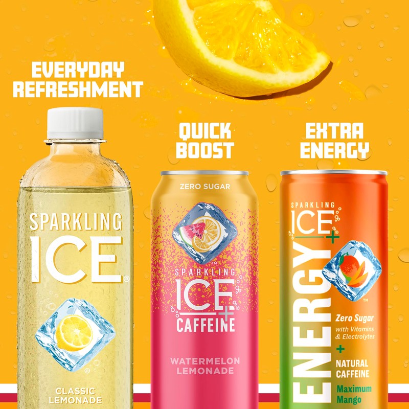 Sparkling Ice, Classic Lemonade Sparkling Water, Zero Sugar Flavored Water,