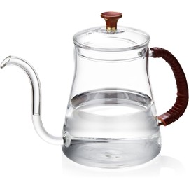 Pokaloti Drip Pot Coffee Kettle Thin Mouth Kettle Heat Resistant Glass Kettle 680ml Fine Mouth Gooseneck Pot Coffee Pot for Direct Fire Borosilicate Glass Hand Drip Coffee with Lid Jug Drip Coffee