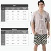 AovYoo Mens Pyjamas Set Modal for Men Summer Cooling Pjs