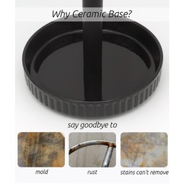 VROOMIUM Paper Towel Holder Countertop, Ceramic Base Easy-to-Clean, 1.5 lbs, 7" B x 12.5" H, Stable Elegant and Durable Kitchen Roll Stand, Classic Black