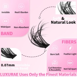 XIUSUZAKI DIY Lash Extension Kit Individual Lash Clusters Kit 280Pcs with Lash Bond and Seal and Remover Tweezers for Lash Cluster Extensions Kit for Beginner(60D+80D D Kit, 10-16mm Mixed, 3D Fluffy)