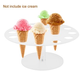 Ice Cream Stand, Eco-friendly 16 Hole Transparent Acrylic Party Ice Cream Cone Holder Birthday Decoration, Food Display Stands for Kids