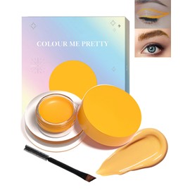 Cream Matt Yellow Eyeliner, Waterproof Durable Eyeliner & Eyebrow Gel for Eyes, Cheeks, Body, Easy to Use with 1 Brush, Smudge-proof Highly Pigmented Makeup for Carnival 112 Yellow