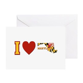 CafePress I Love Maryland Folded Greeting Card Matte