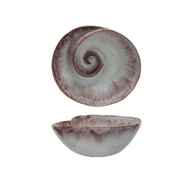 Bloomingville Nautilus Essence Stoneware Bowl, White and Berry Color
