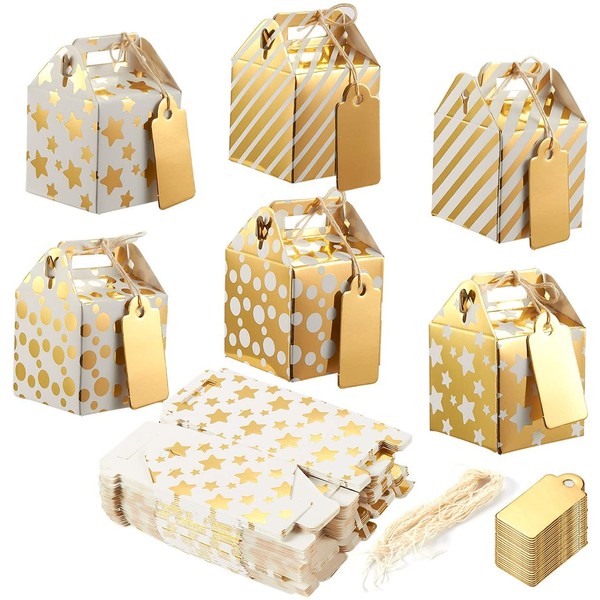 Gold Party Supplies, Paper Treat Boxes (2 x 2 x 2 In, 36-Pack)