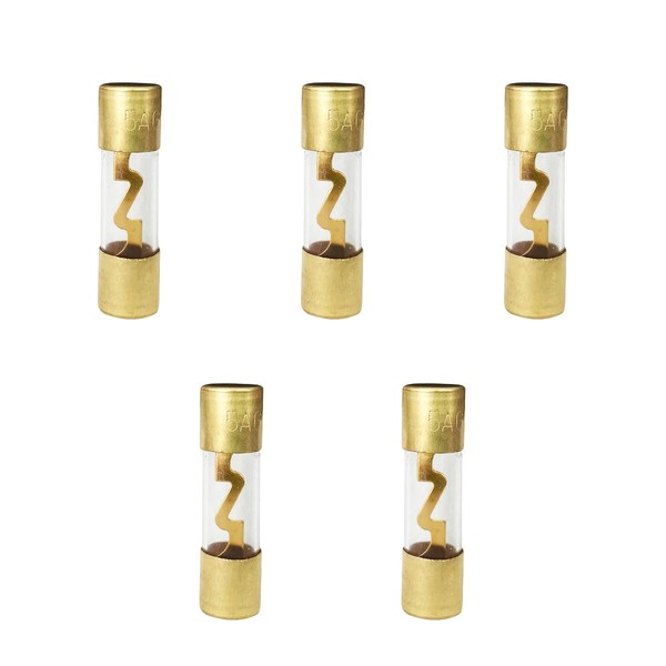 30A AGU Fuse Gold Plated Glass Inline Car Audio, 5Pack
