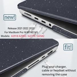 Tuiklol for M4 MacBook Pro 14 inch Case 2024-2021 Release A3112 A3401 A3185, A2992 A2918 M3 A2779 M2 A2442 M1 Pro/Max Chip,Hard Shell Case+Screen Protector with Touch ID, Sparkly Black