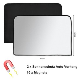 TNSLAND 2 Stück Sonnenschutz Auto Magnetisch Autofenster Sonnenschutz Auto Baby mit UV Schutz Reflektierende Hitzeschutz Vorhang Kinder Erwachsene Seitenscheibe Heckscheibe Verdunkelung Fenster