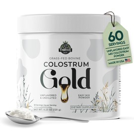 ThriveGut Colostrum Gold - Premium Grass-Fed Bovine Colostrum Powder Supplement for Immunity, Gut Health, Muscle & Wellness - Daily Superfood Supports Hair, Skin, Nails - Women & Men - Unflavored, 60 Servings