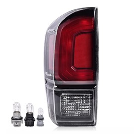 PIT66 Rear Tail Light w/Blubs Driver Left Side Compatible with Toyota Tacoma 2016-2023 All Models 8156004200,81560 04200,81560-04200,TO2800201 Clear Lens Black Housing Rear Tail Lamp Lights Assembly