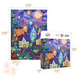 Naturelish Jigsaw Puzzles for Adults 1000 Pieces, Challenging Unique Shaped Puzzle for Game Night Family Home Decor, 20x27 Inches, Stained Glass Art Style Puzzles